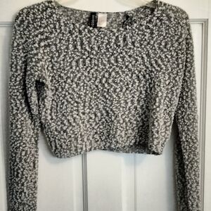 Divided Black and White Textured Women's Sweater